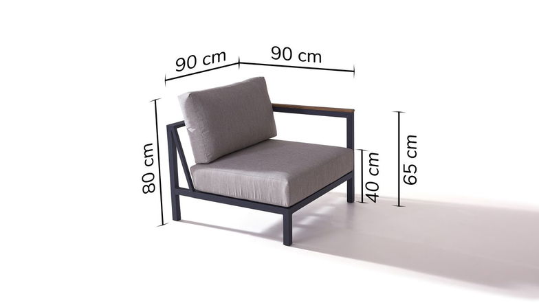 Plaza Elemento angolare con bracciolo 90 cm, destra - antracite