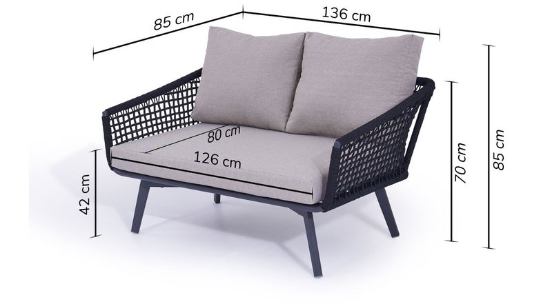 Divano Diva 136 cm (grigio)