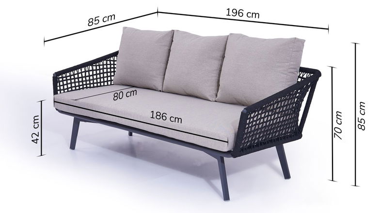 Divano Diva 196 cm (grigio)