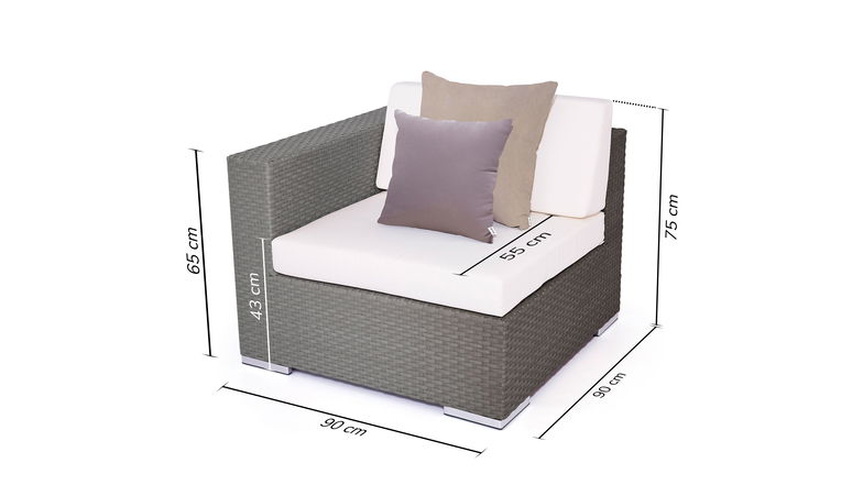 Cube Elemento angolare con bracciolo 90 cm (antracite)